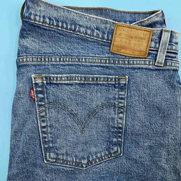 Levis 501 Blue Denim Distressed Stretch Shorts Button Fly Summer Casual W40 - Picture 11 of 12